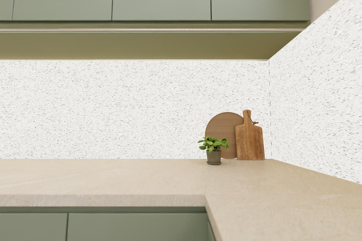 Küchenrückwand - Quarz Perla White