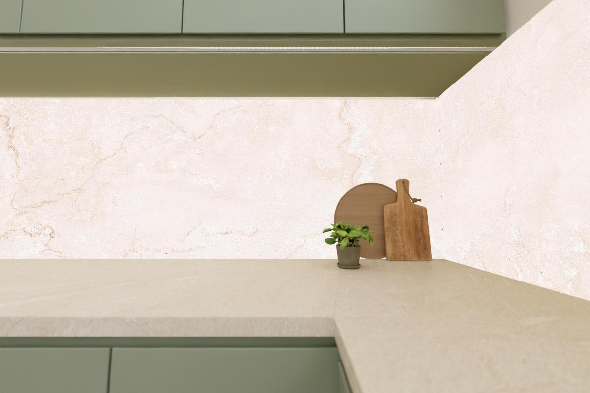 Küchenrückwand - Rosafarbige moderne Marmortextur