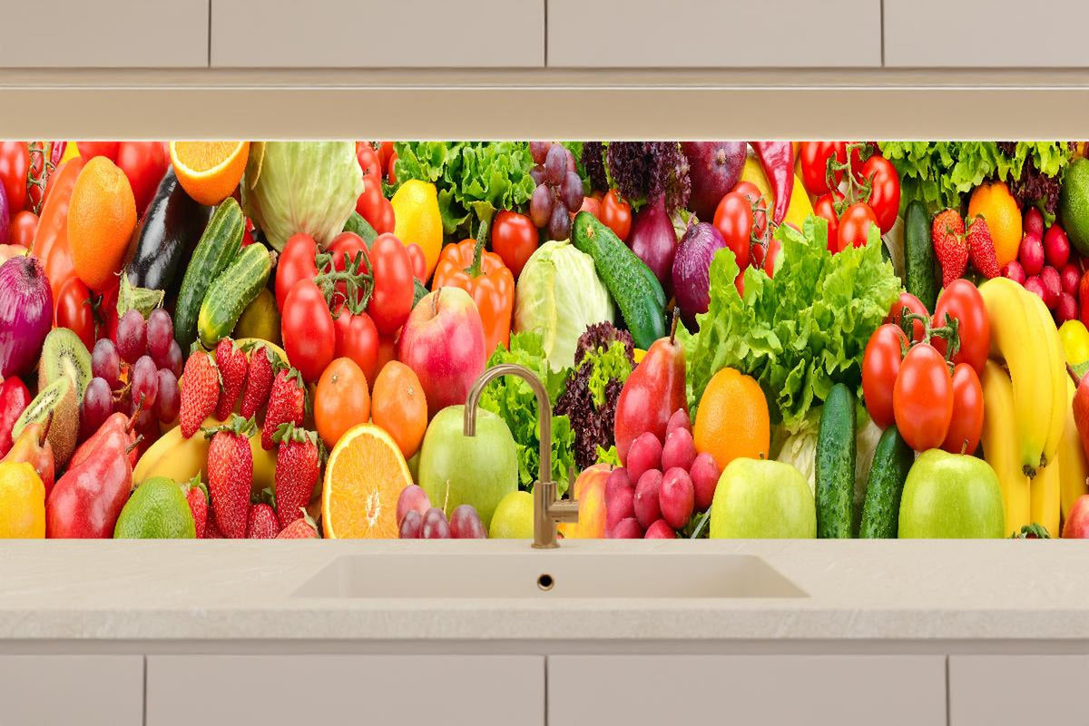 Küchenrückwand - Sammlung von Obst & Gemüse