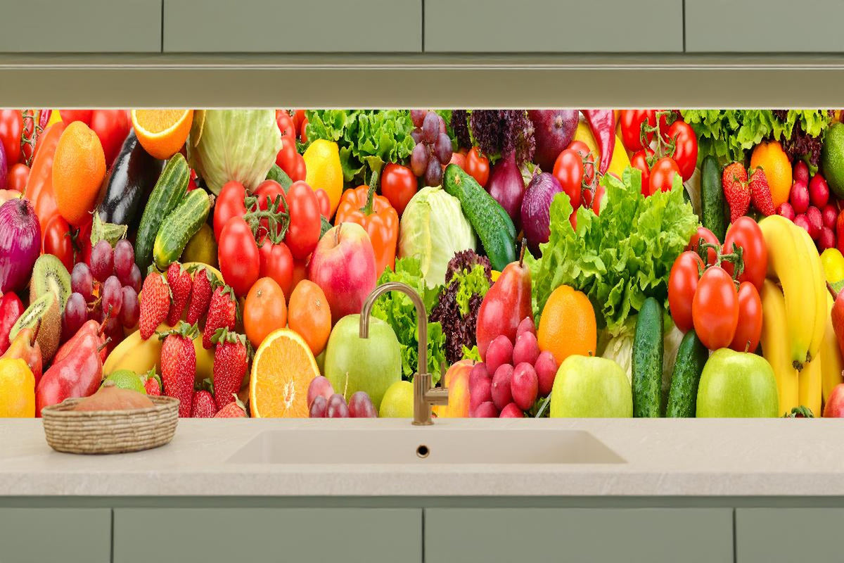 Küchenrückwand - Sammlung von Obst & Gemüse