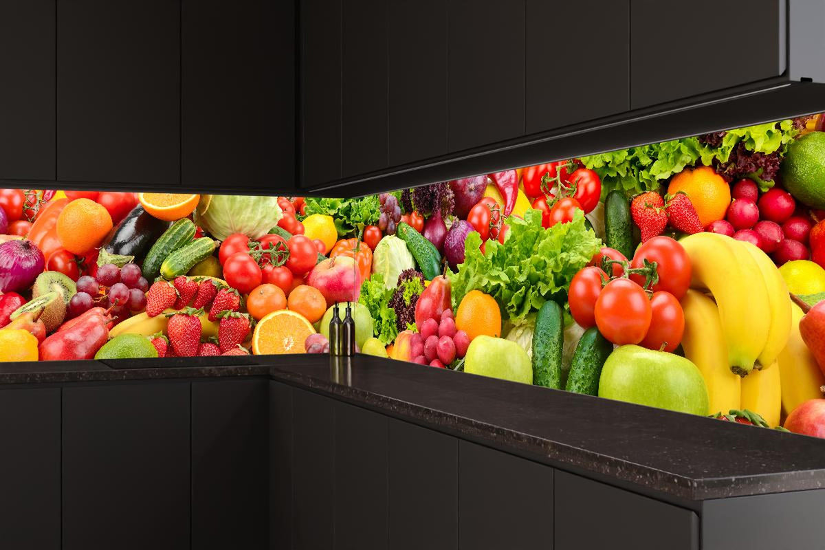 Küchenrückwand - Sammlung von Obst & Gemüse
