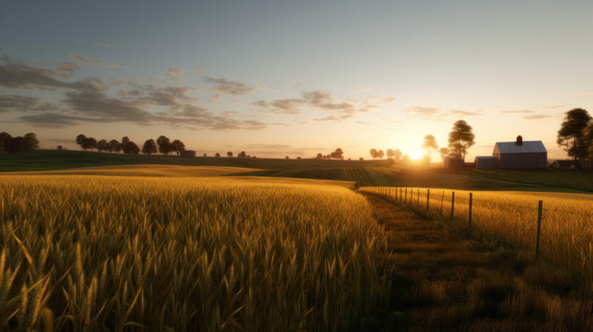 Küchenrückwand - Sanftes Sonnenuntergangslicht auf Feldern
