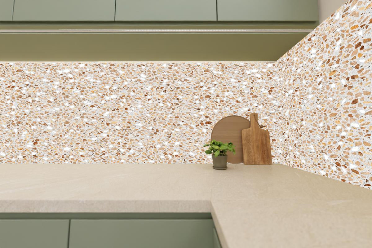 Küchenrückwand - Schöne beige Terrazzo Stein Textur
