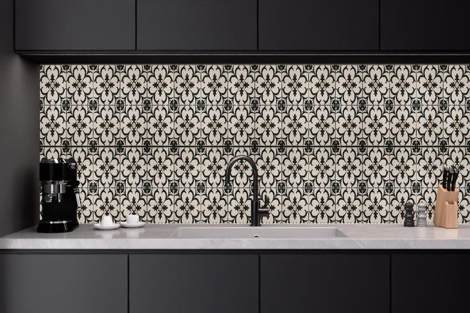 Küchenrückwand - Schwarz Braun Vintage Mosaik
