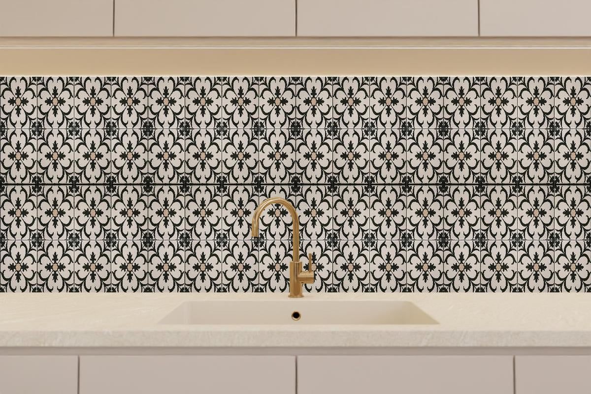 Küchenrückwand - Schwarz Braun Vintage Mosaik