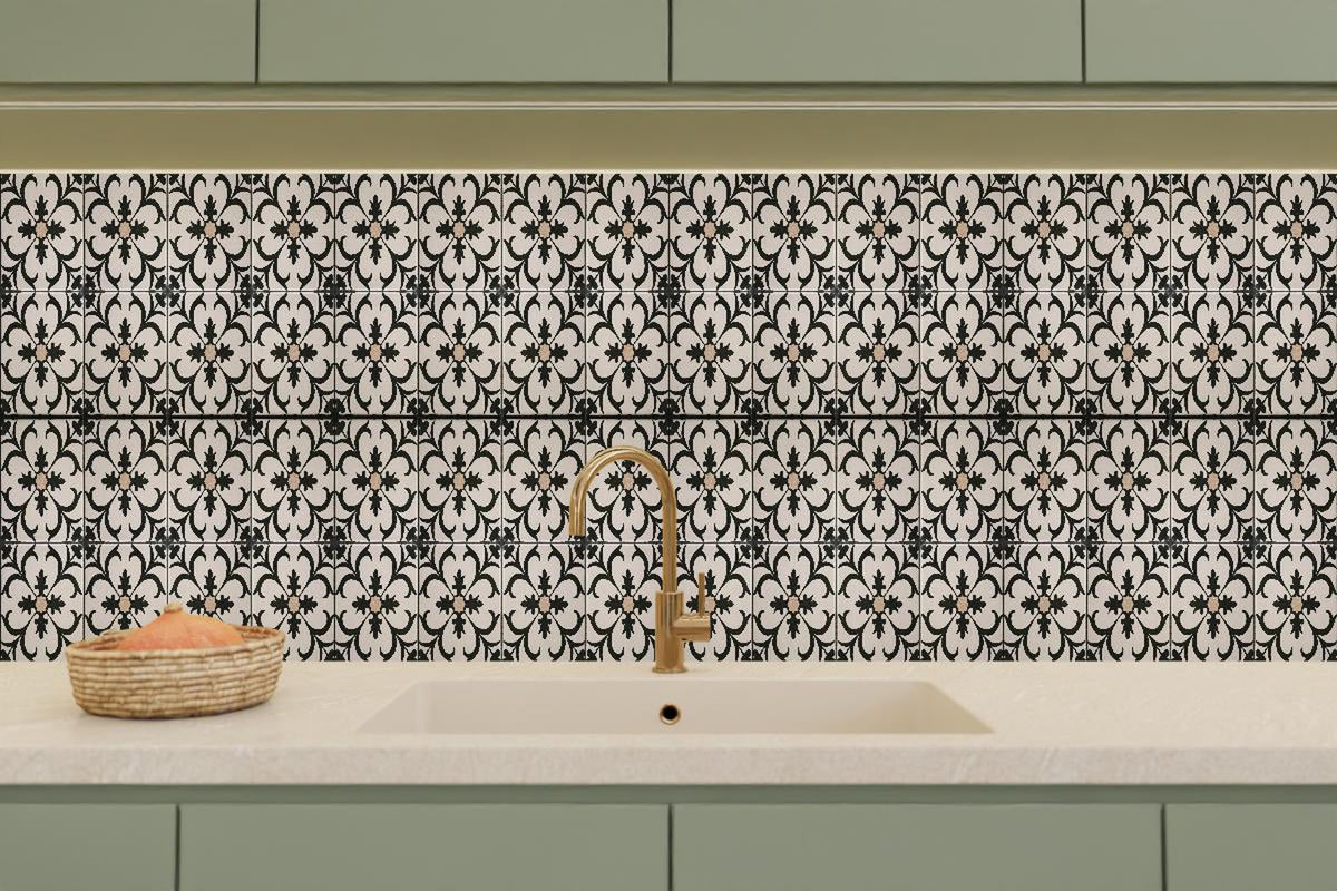 Küchenrückwand - Schwarz Braun Vintage Mosaik