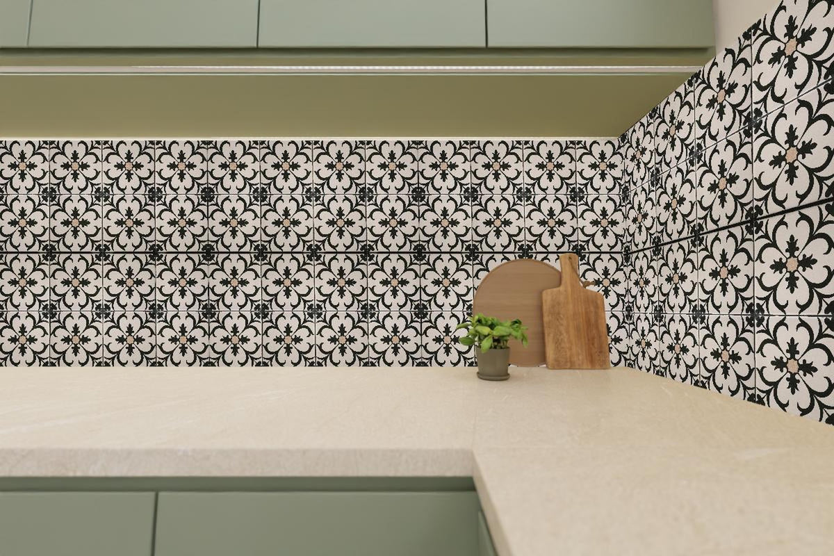 Küchenrückwand - Schwarz Braun Vintage Mosaik