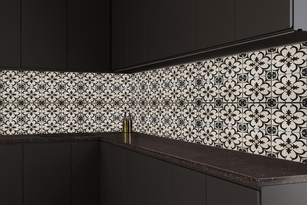Küchenrückwand - Schwarz Braun Vintage Mosaik