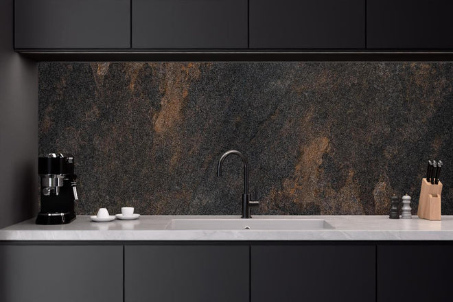 Küchenrückwand - Schwarz braun rostigen Stein Fliesen