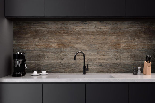 Küchenrückwand - Schwarz-braune Holzplatte