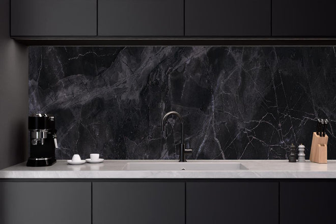 Küchenrückwand - Schwarz-grauer Marmor