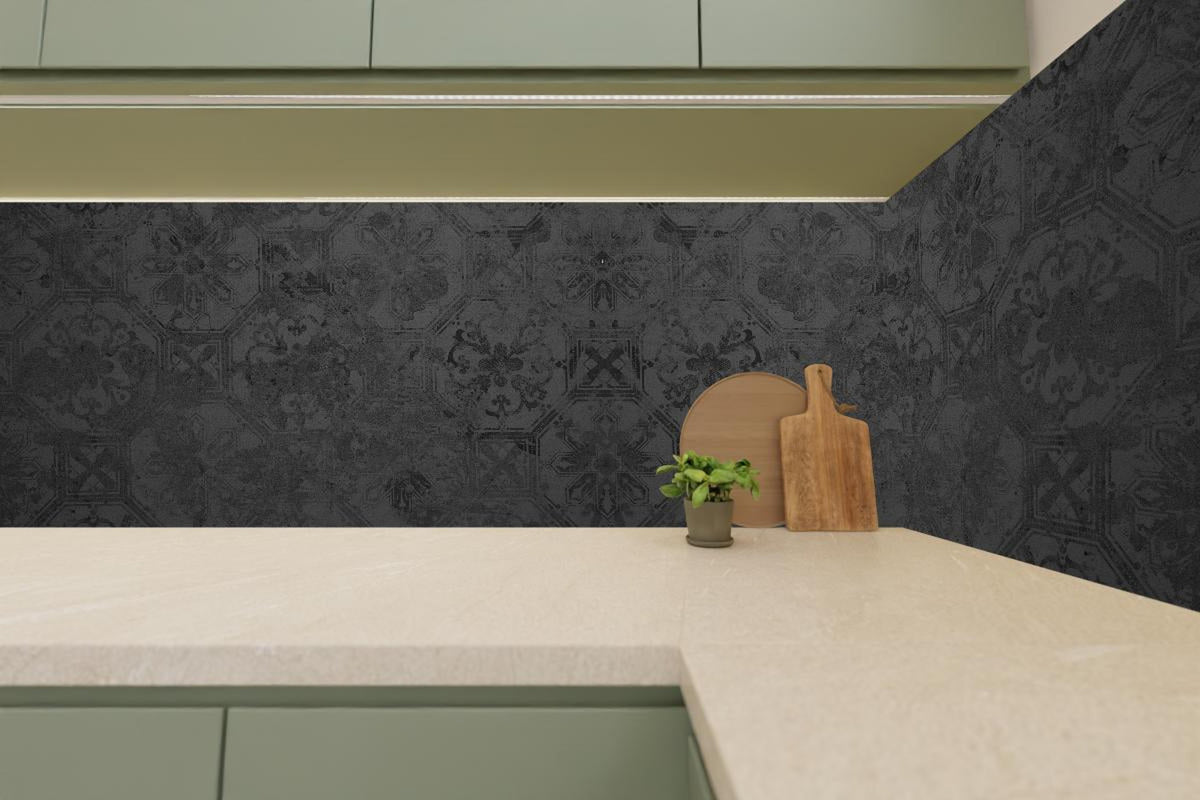 Küchenrückwand - Schwarze Keramik Motiv