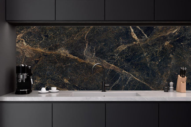 Küchenrückwand - Schwarze edle Marmortextur