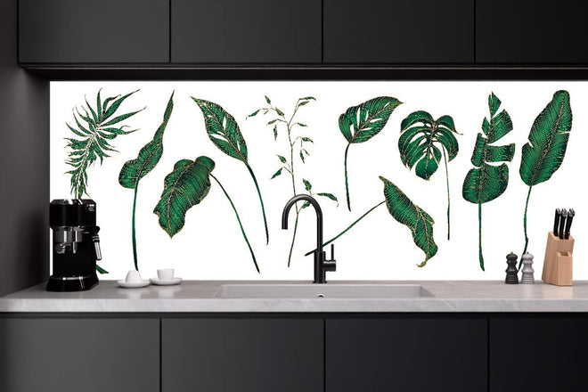 Küchenrückwand - Set von tropischen Pflanzen Illustrationen