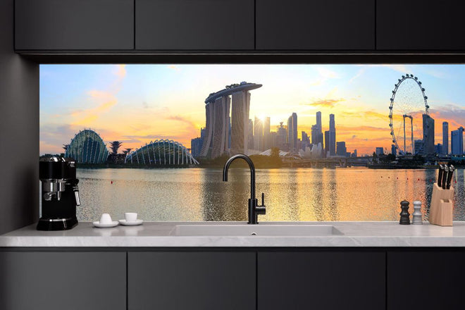 Küchenrückwand - Skyline von Singapur bei Sonnenuntergang