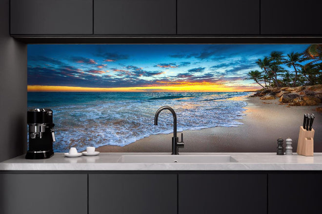 Küchenrückwand - Sonnenaufgang über dem Strand