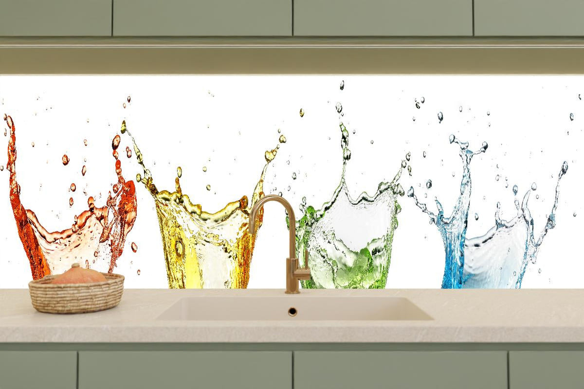 Küchenrückwand - Spritziges buntes Wasser
