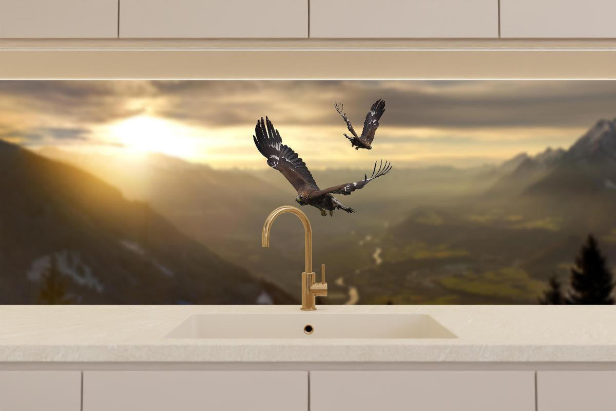 Küchenrückwand - Steinadler an den Alpen