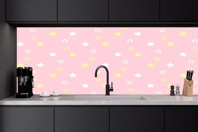 Küchenrückwand - Sterne Rosa Gelb Muster