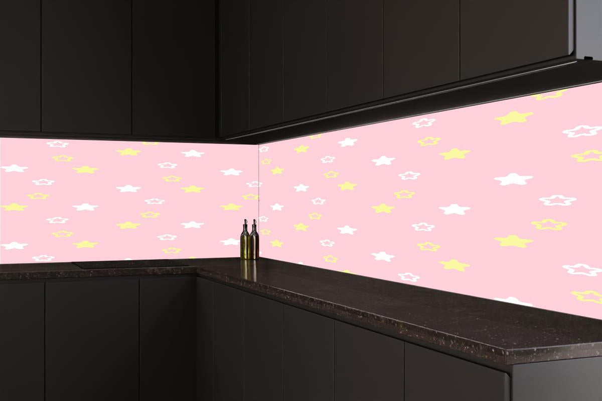 Küchenrückwand - Sterne Rosa Gelb Muster