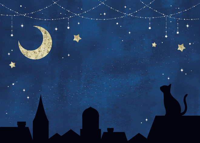 Küchenrückwand - Sternennacht Katzen Silhouette
