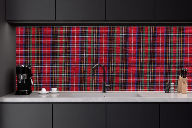 Küchenrückwand - Traditionelles Schottenkaro Rot-Grün Muster