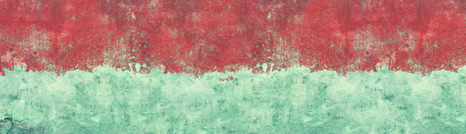 Küchenrückwand - Türkis-rote Wand im Grunge-Stil