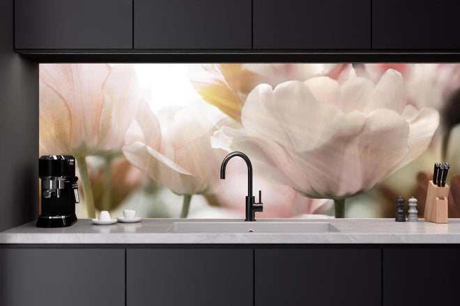 Küchenrückwand - Tulpen in Sonnenstrahlen