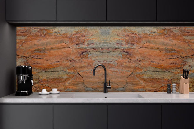 Küchenrückwand - Verwitterte Steinwand in Panorama-Ansicht