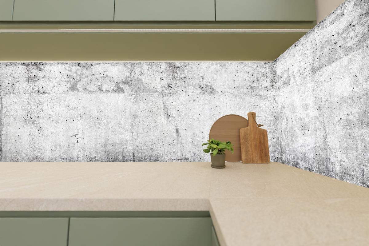 Küchenrückwand - Verwitterte weiße Betonwandtextur