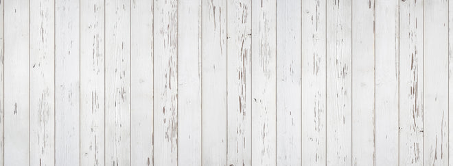 Küchenrückwand - Verwitterte weiße Holzdielen