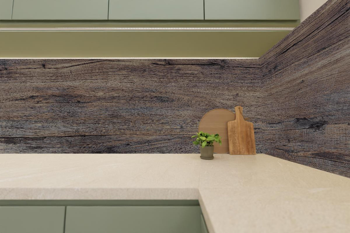 Küchenrückwand - Vintage gräuliche Holztextur