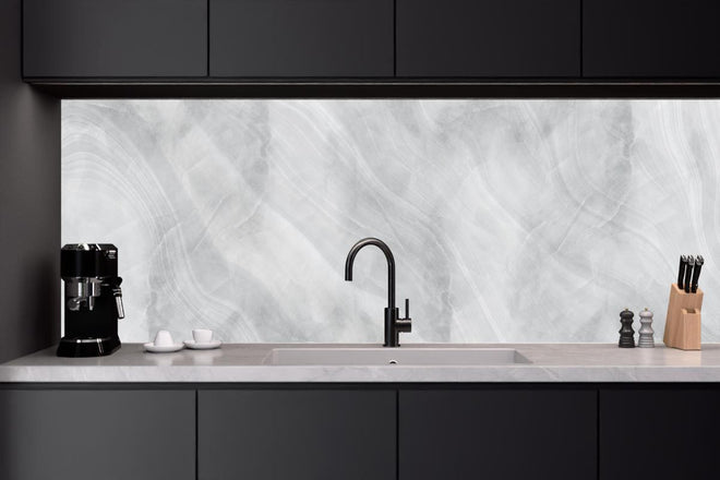 Küchenrückwand - Weiß-Grauer Marmor
