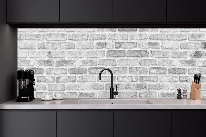 Küchenrückwand - Weiß gewaschene Ziegelwand