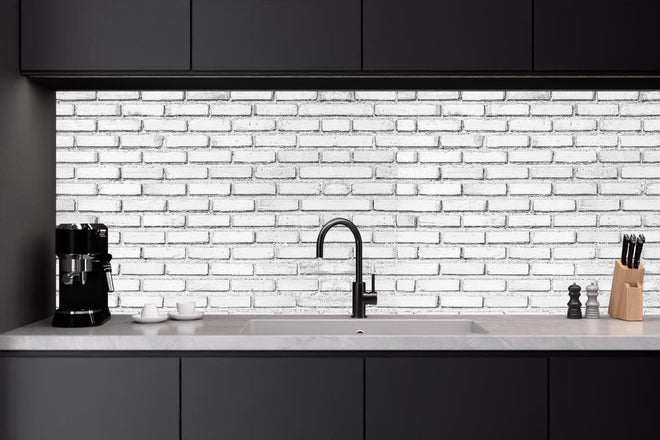 Küchenrückwand - Weiße Backsteinmauer