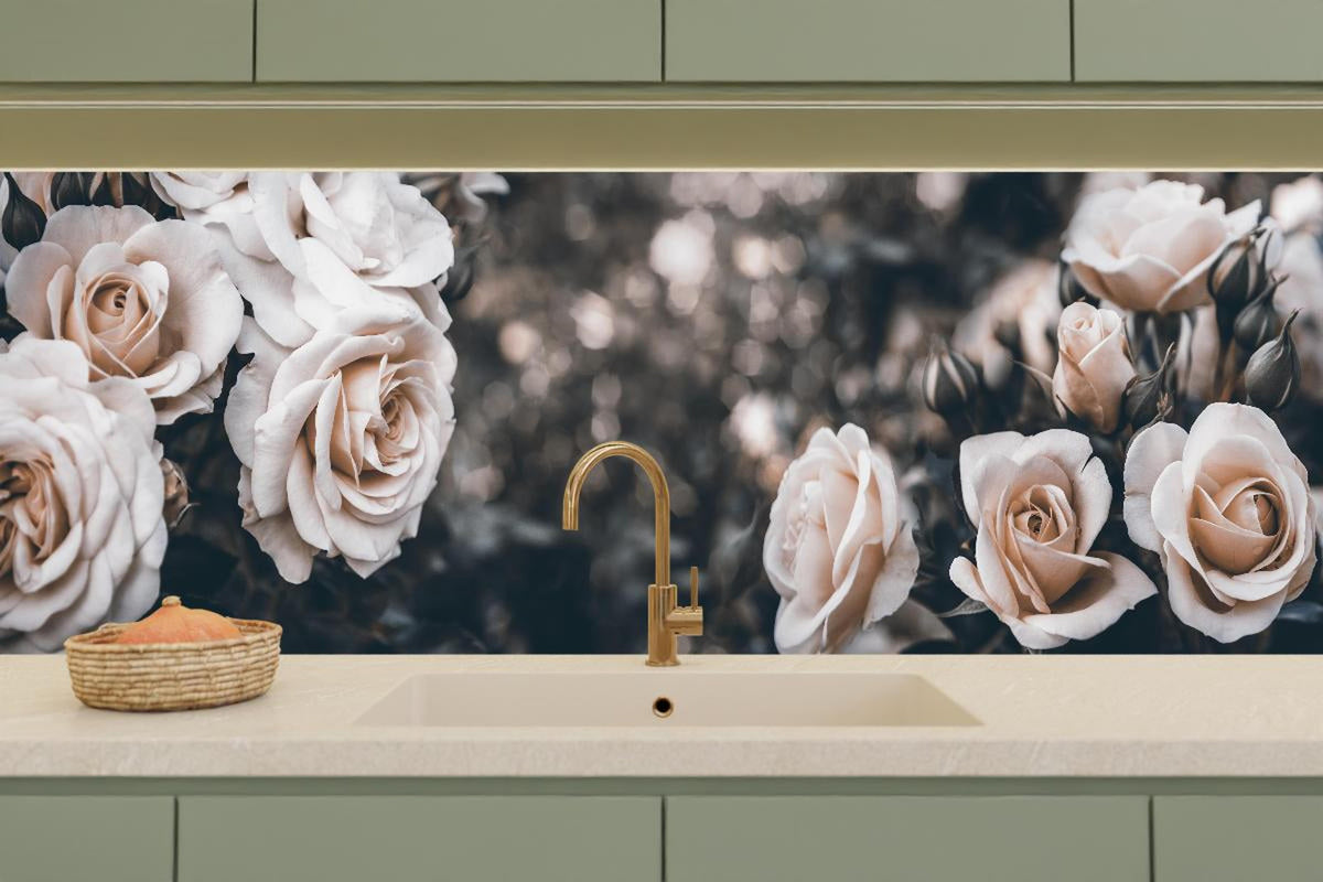 Küchenrückwand - Weisse Pastell- Rosen - Fine Art