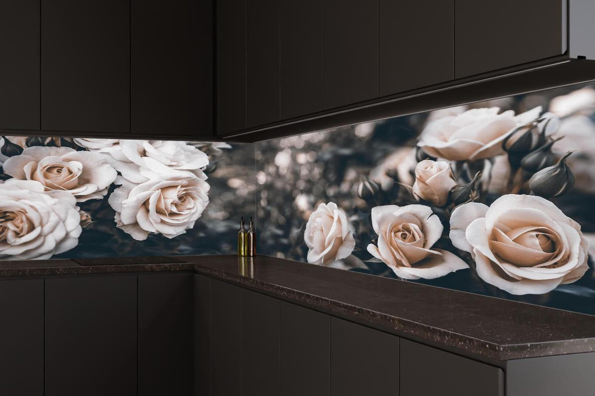 Küchenrückwand - Weisse Pastell- Rosen - Fine Art