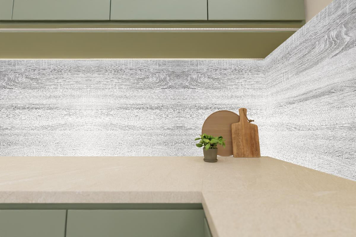 Küchenrückwand - Weiße helle verwitterte Holztextur