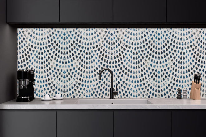 Küchenrückwand - Weiße kreisförmige Retro-Fliesen