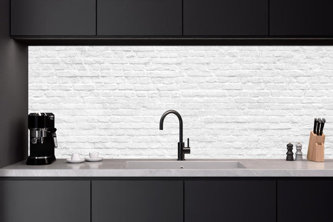 Küchenrückwand - Weiße nahtlose Backsteinmauer