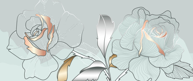 Küchenrückwand - Weiße und Blaue Florale Illustration