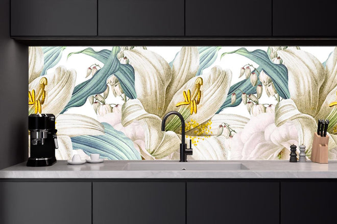 Küchenrückwand - Weißen und cremefarbenen Rosen