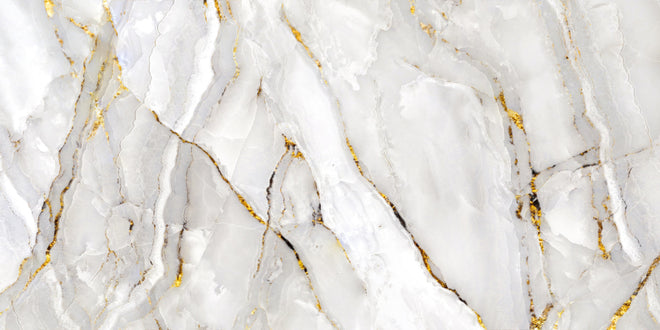 Küchenrückwand - Weißer Statuario-Marmor mit goldene Adern