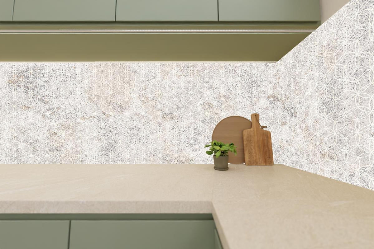 Küchenrückwand - Weißes geometrisches Muster auf weißem Hintergrund