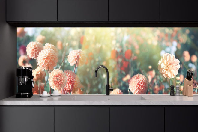 Küchenrückwand - Wunderschöne Blumen im Sommer