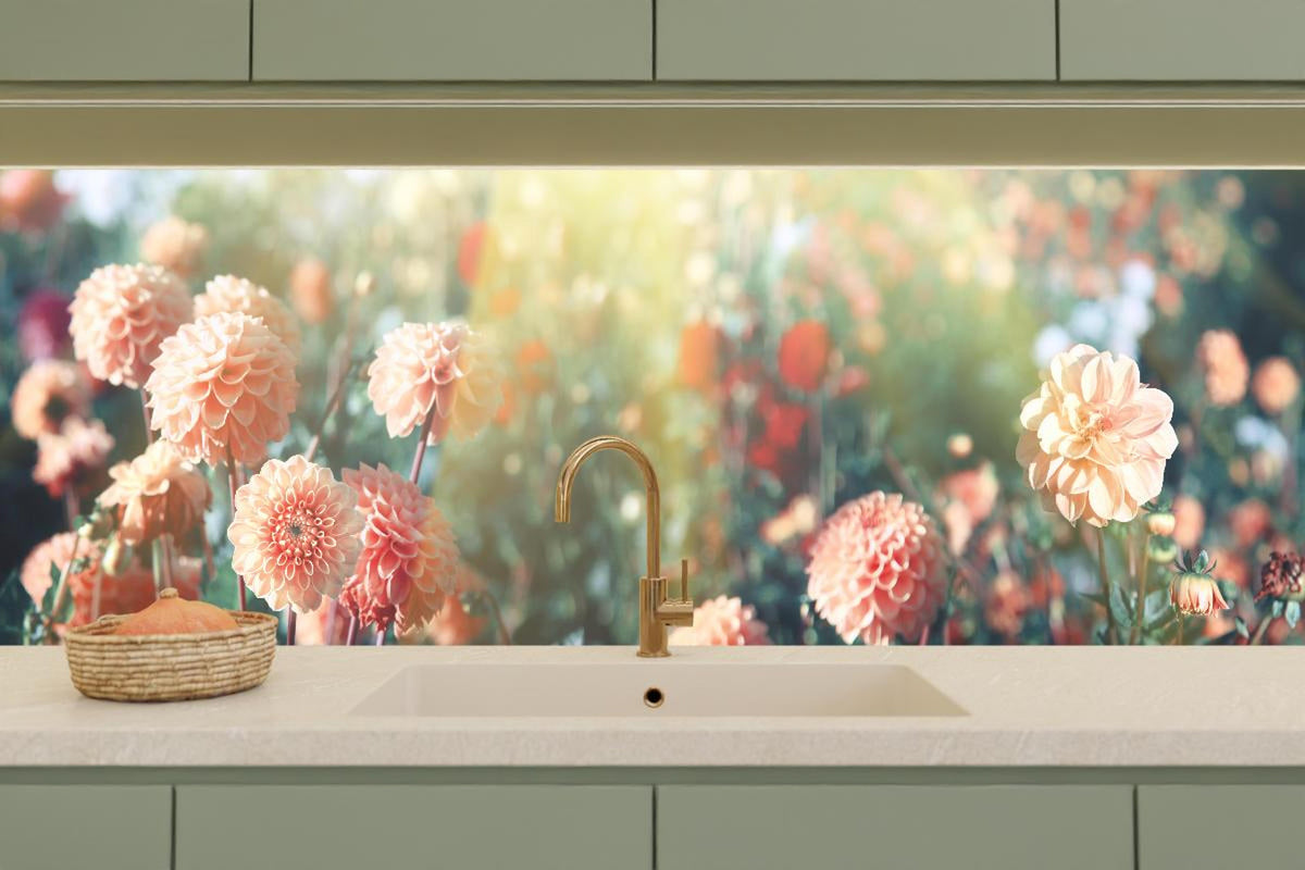 Küchenrückwand - Wunderschöne Blumen im Sommer