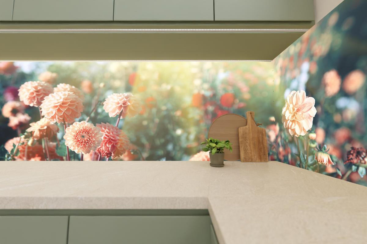 Küchenrückwand - Wunderschöne Blumen im Sommer