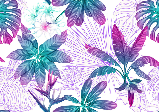 Küchenrückwand - Zarte Blumenmuster in Weiß und Grau - Botanische Vielfalt in monochromer Eleganz