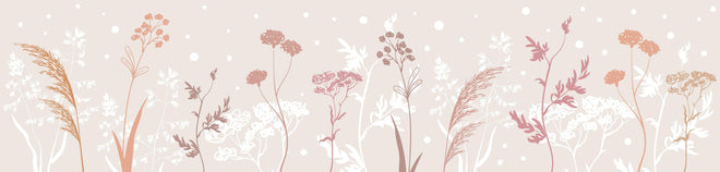 Küchenrückwand - Zarte Pflanzenmuster in Pastellfarben