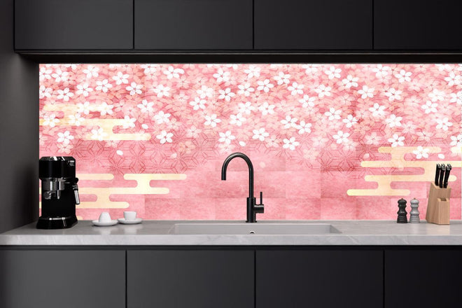 Küchenrückwand - Zartes Rosa Sakura Blüten Design